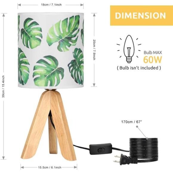 Small Table Lamp - Tripod Nightstand Lamp, Modern Bedside Desk Lamp - Picture 2 of 8